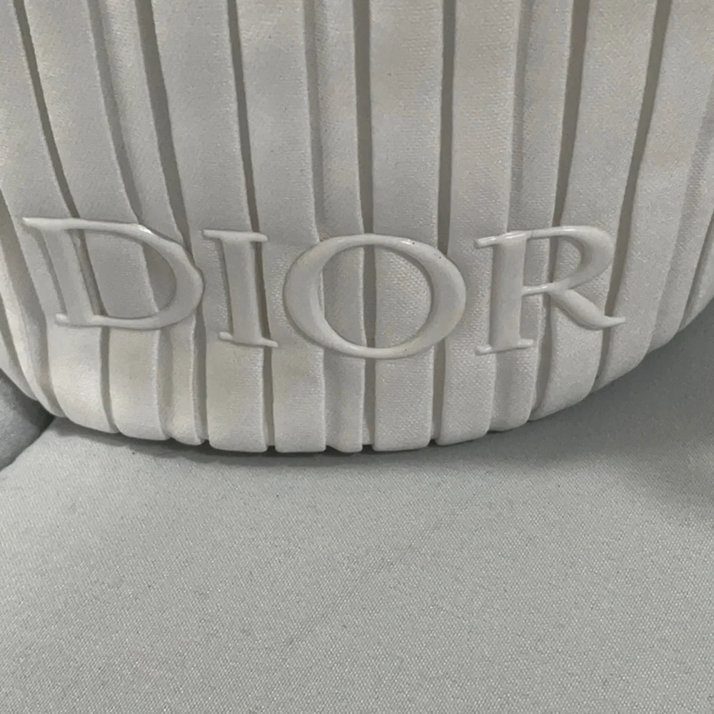 Dior White Cosmetic Case with Elegant Pleats